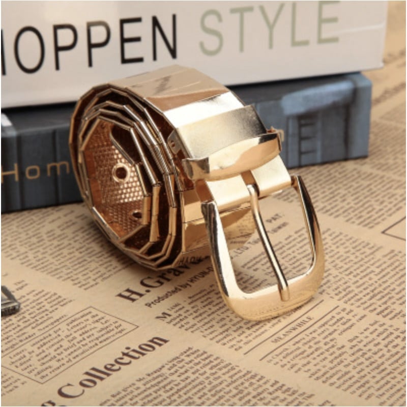 Ceinture large de haute qualité en métal doré pour femmes – Image 5