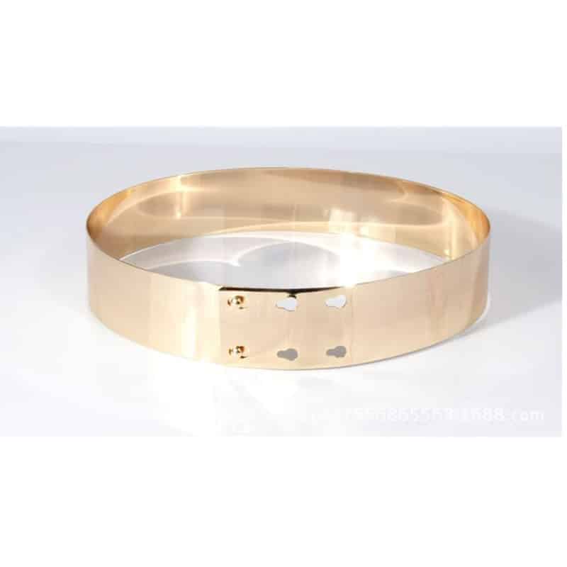 Ceinture large en métal doré et brillant pour femmes – Image 5
