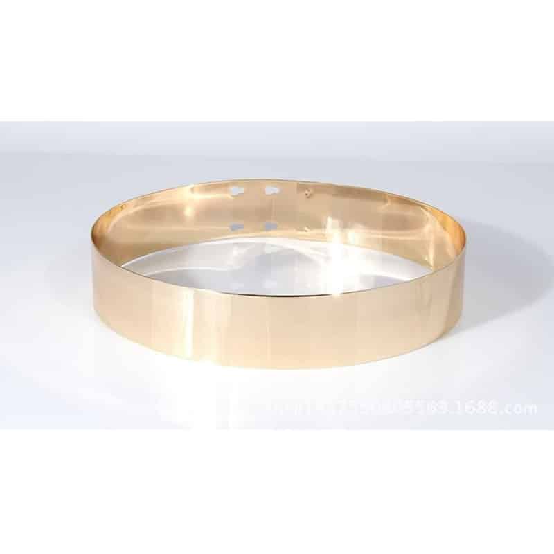 Ceinture large en métal doré et brillant pour femmes – Image 7