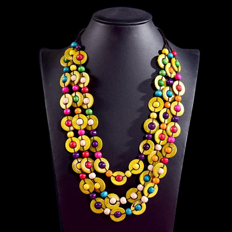 Collier Fantaisie en Bois Style Bohème Vintage – Image 7